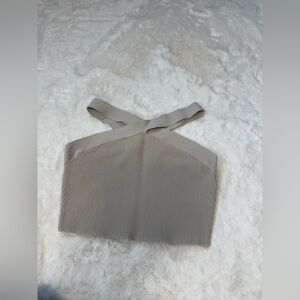 Babaton Taupe Cross-Strap Crop Top